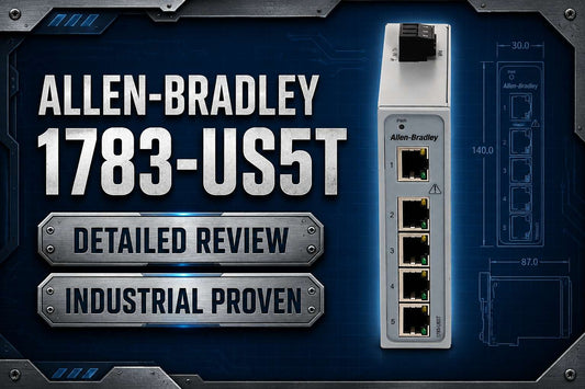 Allen-Bradley 1783-US5T Stratix 2000 5-port unmanaged industrial Ethernet switch for DIN-rail control panel mounting